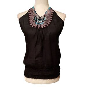 Passport Embroidered Halter Top